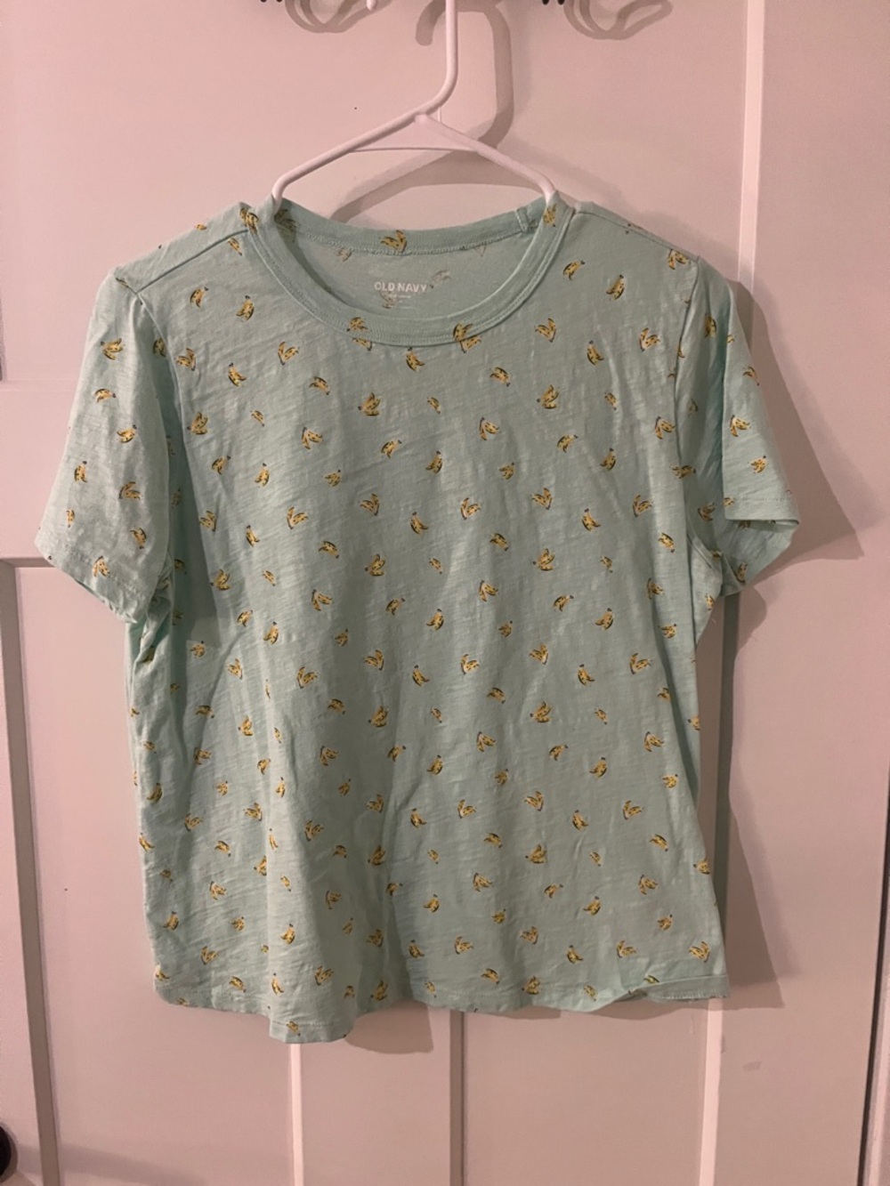 Old Navy Mint Green Tee with Yellow Banana Print